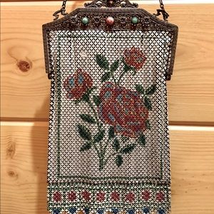 VINTAGE Gorgeous Enameled Metal Mesh Purse